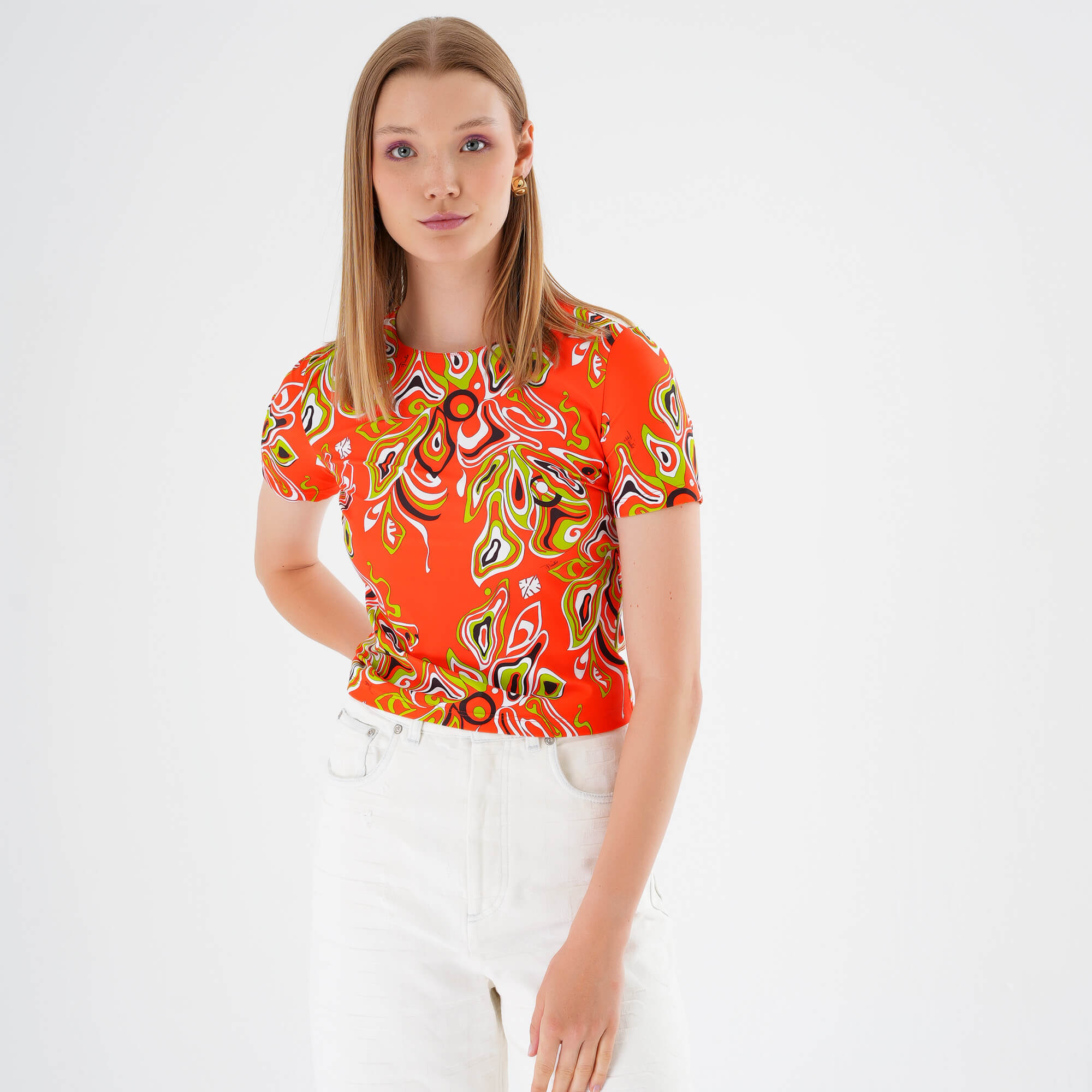 Emilio Pucci - Orange Africana Print Tshirt M